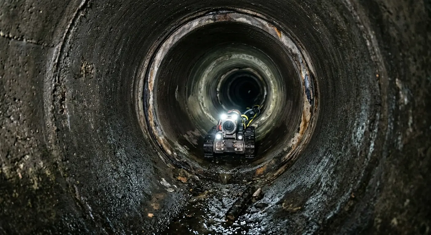 Robotic sewer camera inspecting pipe interior for Sewer Line Repair in Garden Grove